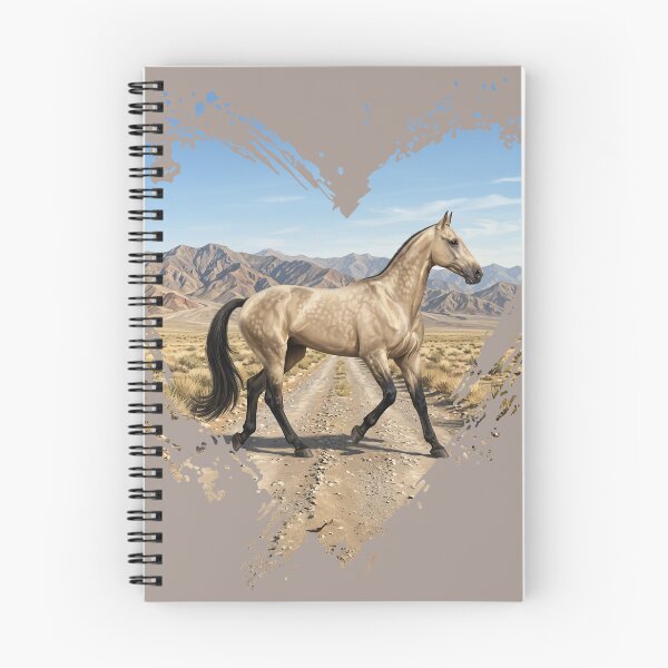 Item preview, The Akhal-Teke horse with a golden coat, a landscape, and a heart designed and sold by Cheval-de-coeur.