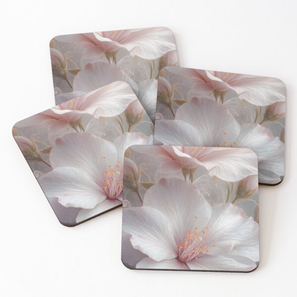 Item preview, Delicate Soft Pink Hibiscus Blossoms — Elegant Floral Art designed and sold by LYAN-STORE.
