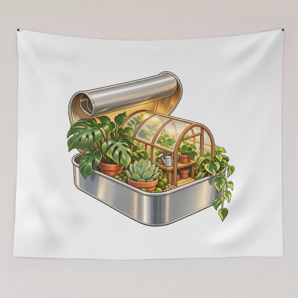Item preview, Upcycled Tin Miniature Greenhouse Diorama designed and sold by Philippa Shop.