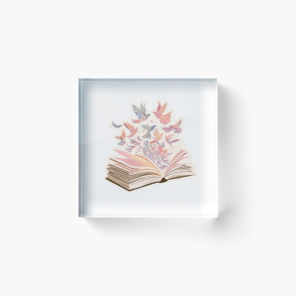 Item preview, Open Book Flying Birds Watercolor Reader Art designed and sold by NicolasGlowArt.