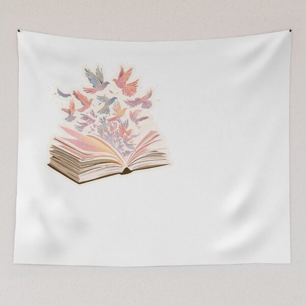 Item preview, Open Book Flying Birds Watercolor Reader Art designed and sold by NicolasGlowArt.