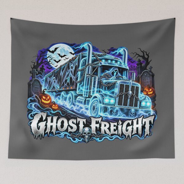 Item preview, Ghost Freight Phantom Driver Semi Truck - Halloween Spectral Big Rig Art designed and sold by NomadForge.