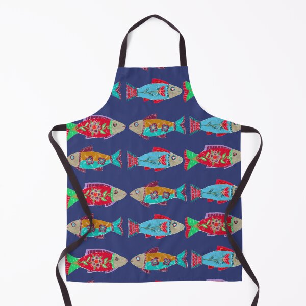Item preview, Folk Art Fish Pattern on Blue designed and sold by Fani*.