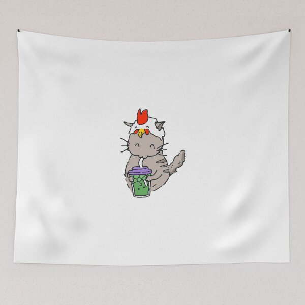 Item preview, Cute Cat in Chicken Hat Drinking designed and sold by Quietreish.