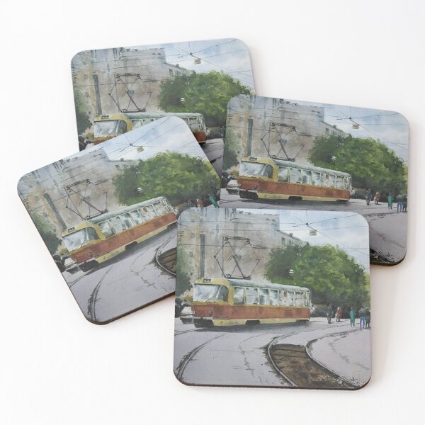 Item preview, Eastern Europe Tram Watercolor designed and sold by SlavaArt.