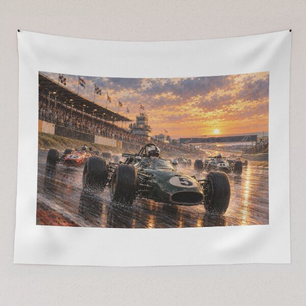 Item preview, Vintage Grand Prix - Historic Sunset Racing in the Rain Poster designed and sold by AgdBol.