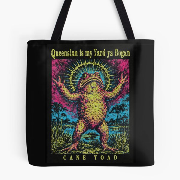 Item preview, Queensland Is My Yard Ya Bogan Cane Toad Psychedelic Neon Frog Art Surreal Vintage designed and sold by Yellowriversss.