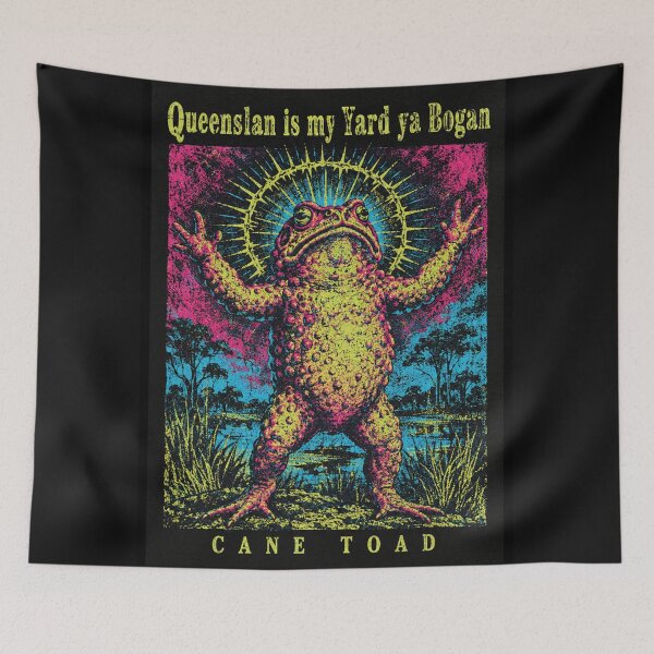 Item preview, Queensland Is My Yard Ya Bogan Cane Toad Psychedelic Neon Frog Art Surreal Vintage designed and sold by Yellowriversss.