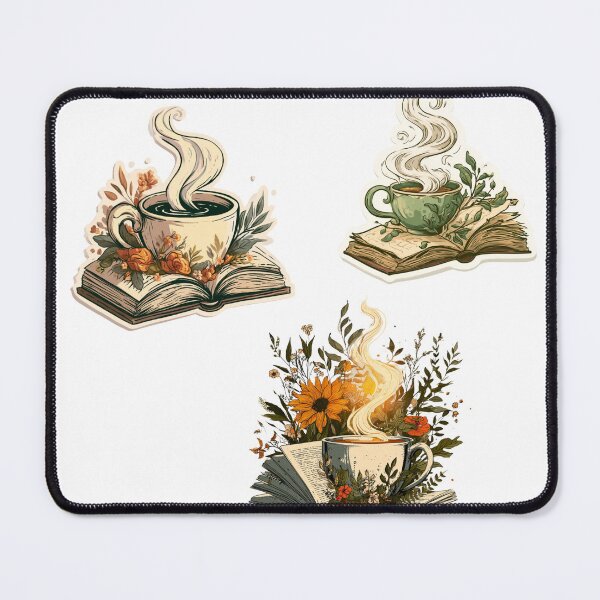 Item preview, Cozy Book Coffee Floral Reader Aesthetic designed and sold by NicolasGlowArt.