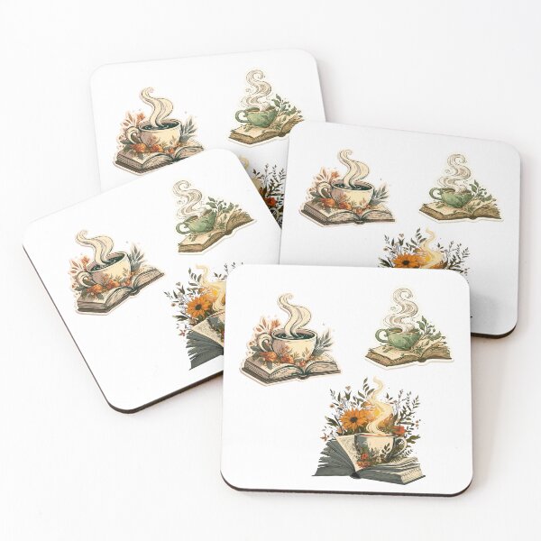 Item preview, Cozy Book Coffee Floral Reader Aesthetic designed and sold by NicolasGlowArt.