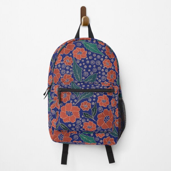 Item preview, Navy Poppy Floral Botanical Pattern designed and sold by Kraalikaa.