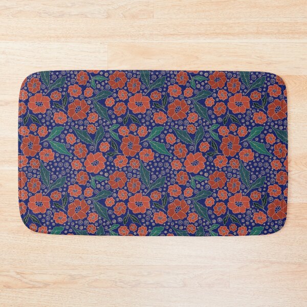 Item preview, Navy Poppy Floral Botanical Pattern designed and sold by Kraalikaa.