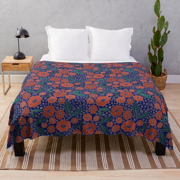 Item preview, Navy Poppy Floral Botanical Pattern designed and sold by Kraalikaa.