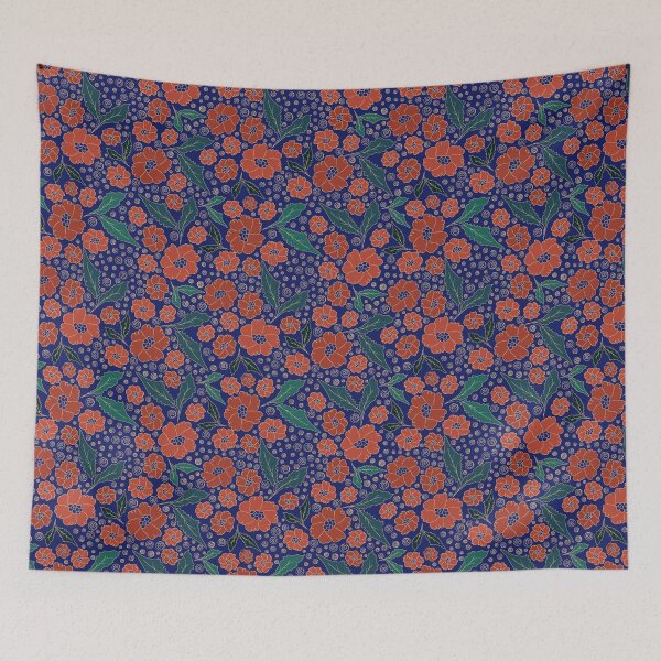 Item preview, Navy Poppy Floral Botanical Pattern designed and sold by Kraalikaa.
