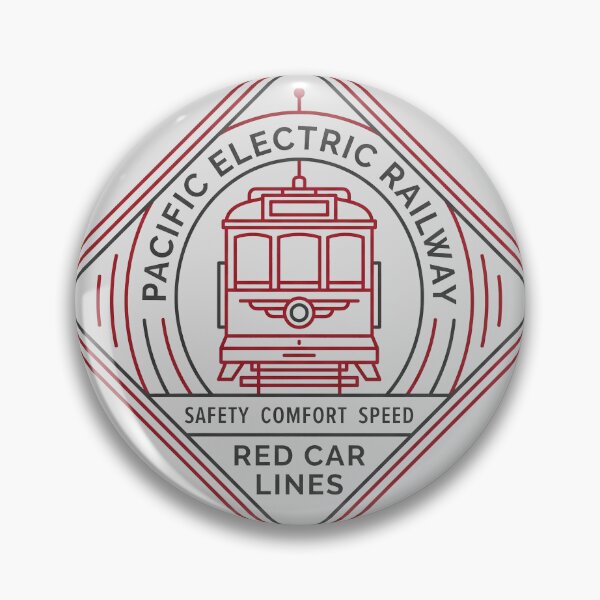 Item preview, Pacific Electric Railway Red Car Lines Vintage Diamond Badge designed and sold by KiwiRider.