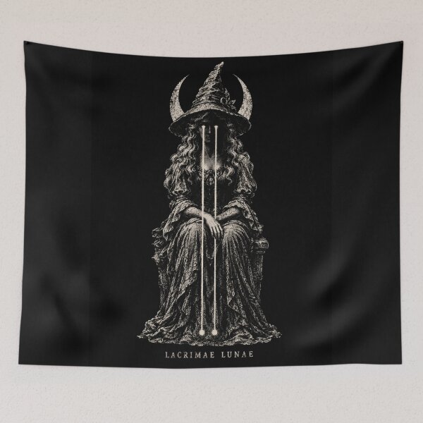 Item preview, Lacrimae Lunae Tears of the Moon Gothic Witch Crescent Moon Occult Victorian Engraving Dark Art designed and sold by Yellowriversss.