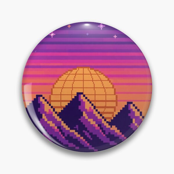 Item preview, Retro Synthwave Pixel Sunset Mountains designed and sold by DerMetz.