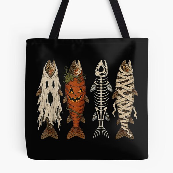 Item preview, Ghost Pumpkin Skeleton Mummy Trout Funny Halloween Fishing designed and sold by Nannythenimfa.