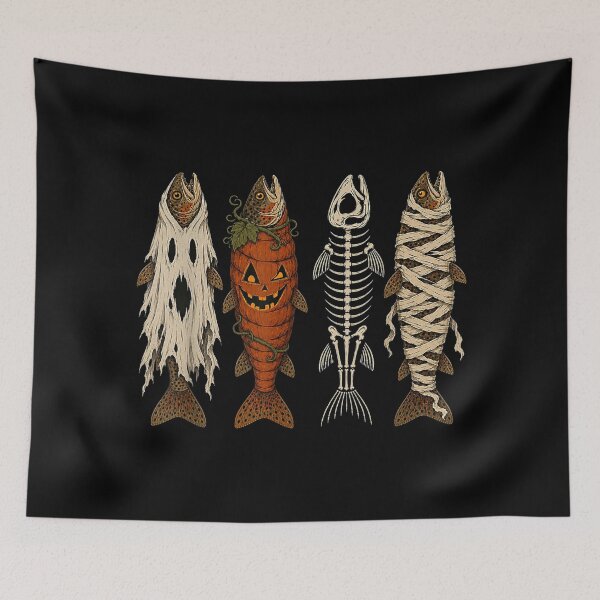 Item preview, Ghost Pumpkin Skeleton Mummy Trout Funny Halloween Fishing designed and sold by Nannythenimfa.