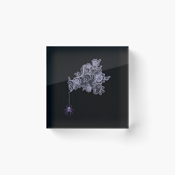 Item preview, Delicate Floral Lace Spiderweb with Hanging Spider | Soft Lavender Edition designed and sold by SunandShade.