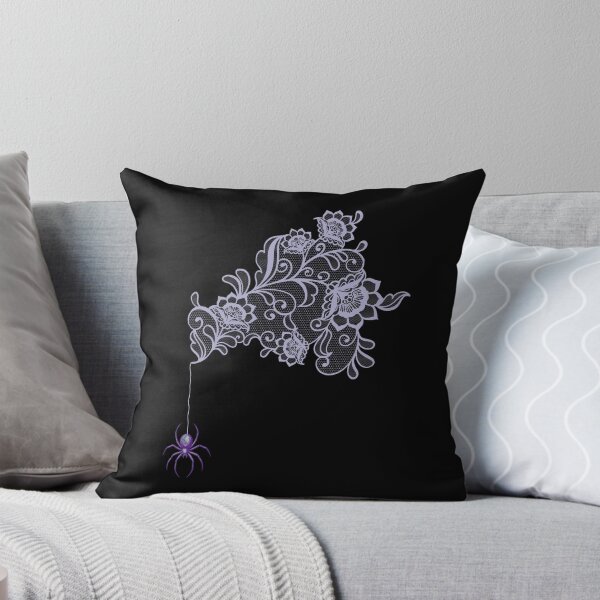 Item preview, Delicate Floral Lace Spiderweb with Hanging Spider | Soft Lavender Edition designed and sold by SunandShade.