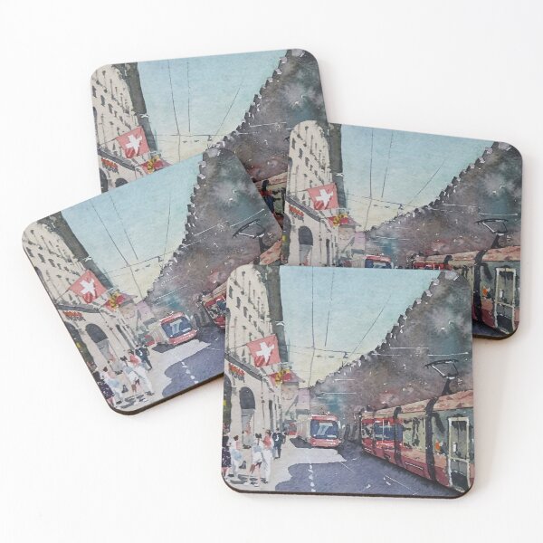 Item preview, European City Tram Watercolor designed and sold by SlavaArt.