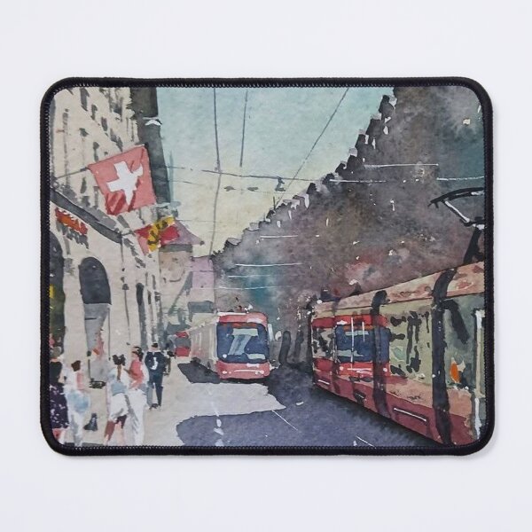 Item preview, European City Tram Watercolor designed and sold by SlavaArt.