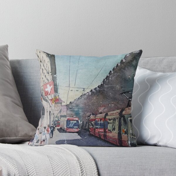 Item preview, European City Tram Watercolor designed and sold by SlavaArt.