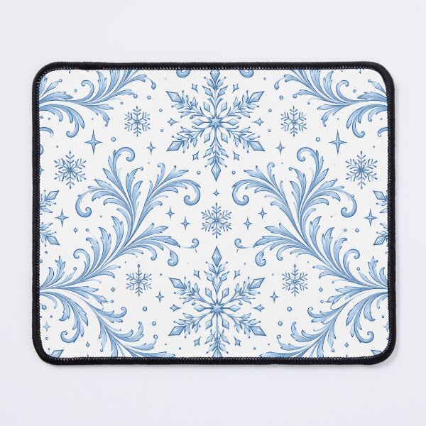 Item preview, Seamless Blue and White Ornamental Snowflake Pattern with Intricate Winter Swirls designed and sold by DoveArtDesigns.