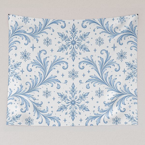 Item preview, Seamless Blue and White Ornamental Snowflake Pattern with Intricate Winter Swirls designed and sold by DoveArtDesigns.