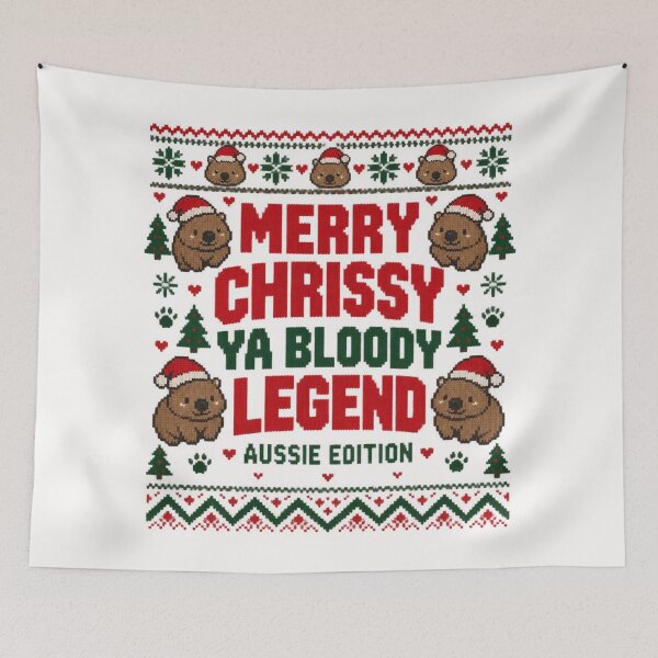 Item preview, Ugly Christmas Sweater Cute Wombat Santa Hat Merry Chrissy Ya Bloody Legend Aussie designed and sold by Yellowriversss.
