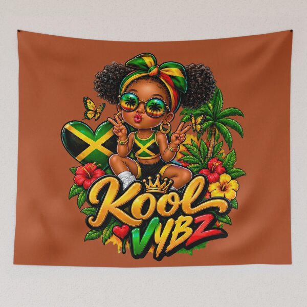 Item preview, Kool Vybz Jamaican Island Girl Reggae Vibes Cute Streetwear Art   designed and sold by digitalbob60.