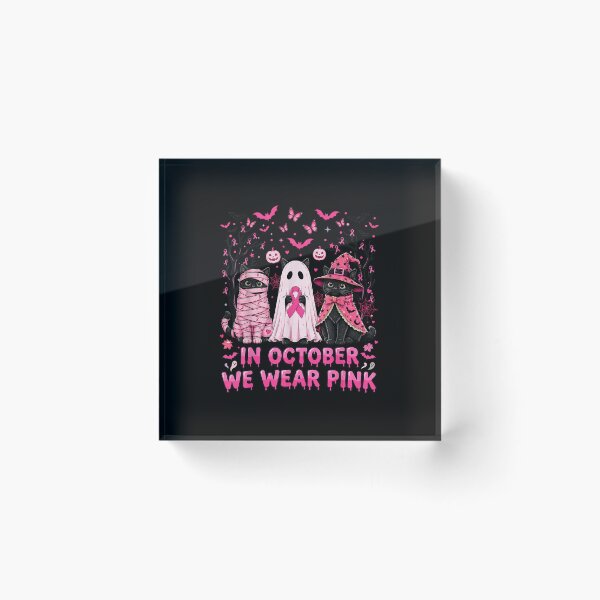 Item preview, in October We Wear Pink Cat Ghosts Breast Cancer Halloween designed and sold by Nannythenimfa.
