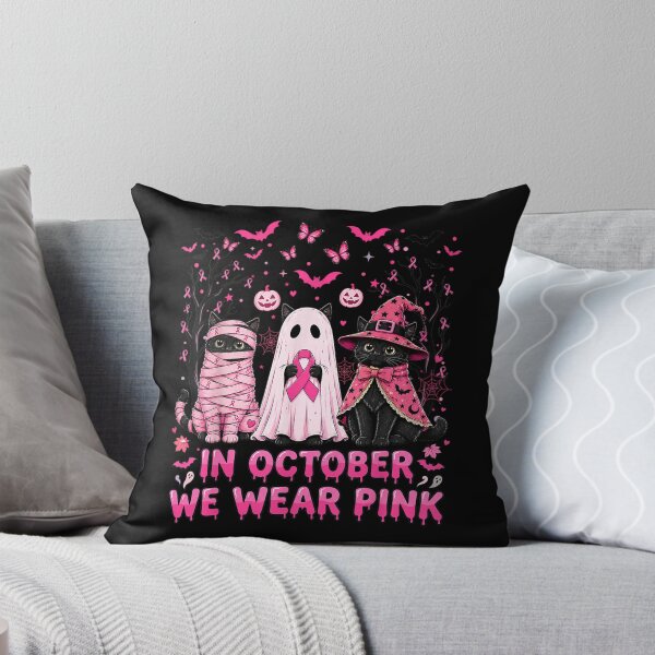 Item preview, in October We Wear Pink Cat Ghosts Breast Cancer Halloween designed and sold by Nannythenimfa.