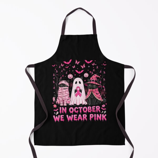 Item preview, in October We Wear Pink Cat Ghosts Breast Cancer Halloween designed and sold by Nannythenimfa.