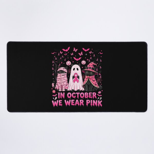 Item preview, in October We Wear Pink Cat Ghosts Breast Cancer Halloween designed and sold by Nannythenimfa.