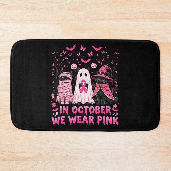 Item preview, in October We Wear Pink Cat Ghosts Breast Cancer Halloween designed and sold by Nannythenimfa.