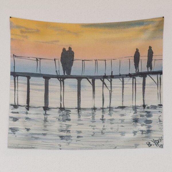 Aperçu de l'œuvre Aquarelle de la jetée au coucher du soleil créée et vendue par SlavaArt.