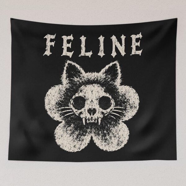 Item preview, Feline Cat Skull Paw Print Gothic Blackletter Skeleton Cat Grunge Dark Aesthetic Distressed Art designed and sold by Yellowriversss.