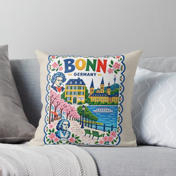 Item preview, Bonn Germany Embroidered Folk Art Travel Illustration designed and sold by Witsprings.