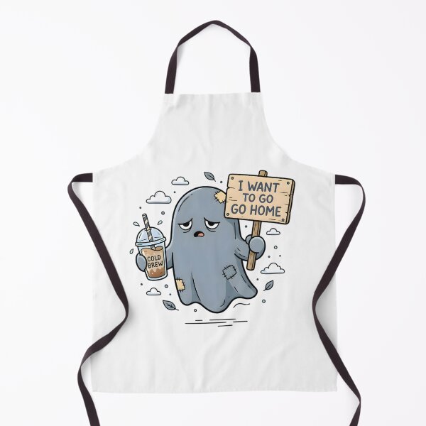 Item preview, Tired Ghost Drinking Coffee - I Want To Go Home Sign designed and sold by JIGUWORLD.