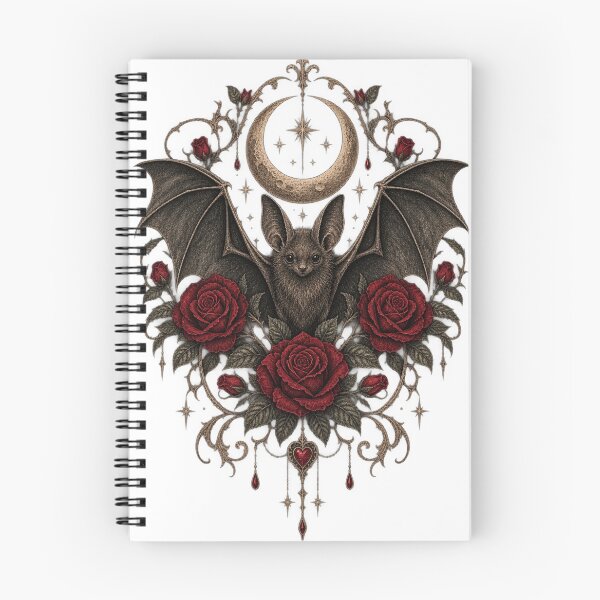 Item preview, Gothic Bat and Red Roses – Vintage Moon Dark Romantic Art designed and sold by DMQ-Designs.