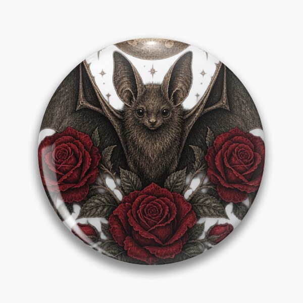 Item preview, Gothic Bat and Red Roses – Vintage Moon Dark Romantic Art designed and sold by DMQ-Designs.