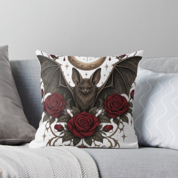 Item preview, Gothic Bat and Red Roses – Vintage Moon Dark Romantic Art designed and sold by DMQ-Designs.