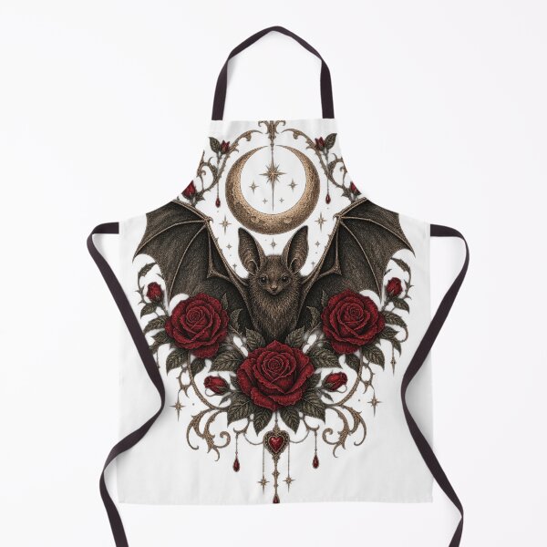 Item preview, Gothic Bat and Red Roses – Vintage Moon Dark Romantic Art designed and sold by DMQ-Designs.