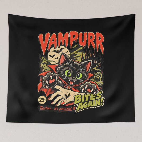 Item preview, Vampurr Bites Again Halloween Vampire Cat Lovers Men Women designed and sold by Nannythenimfa.