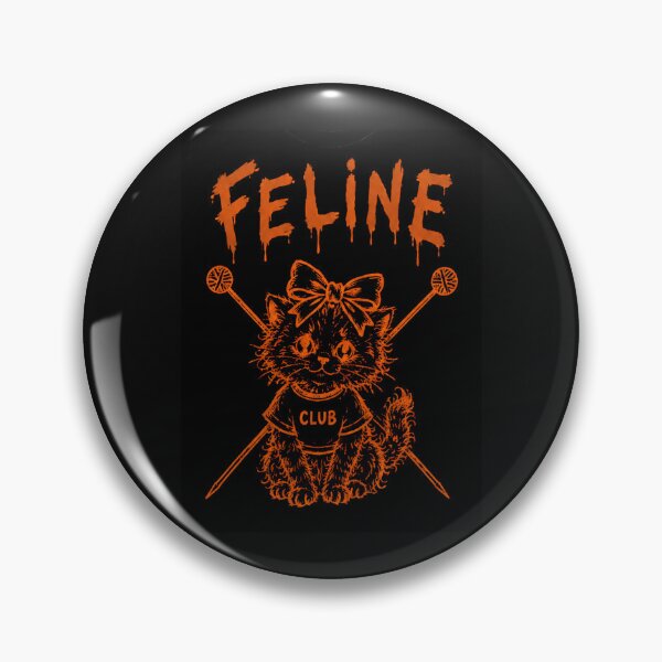Item preview, Feline Club Cute Kitten with Bow and Crossed Knitting Needles Spooky Cat Yarn Halloween Art designed and sold by Yellowriversss.