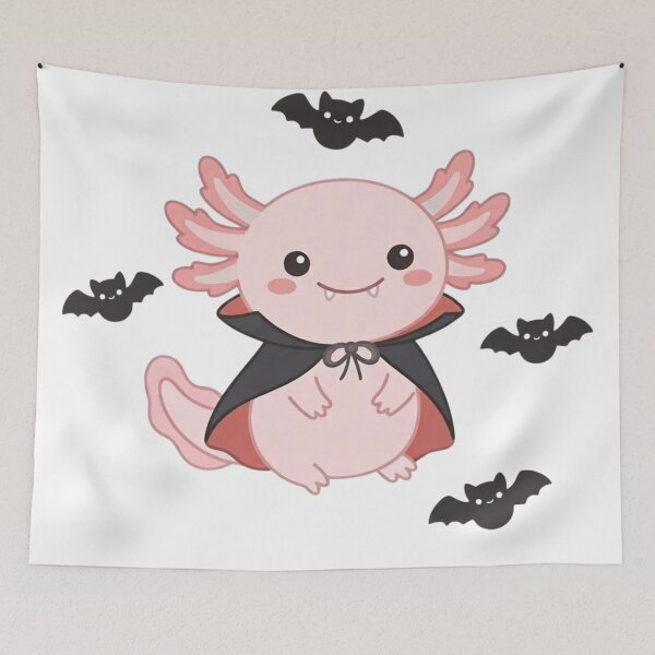 Item preview, Cute Vampire Axolotl with Bats — Kawaii Halloween Axolotl designed and sold by Designorado.