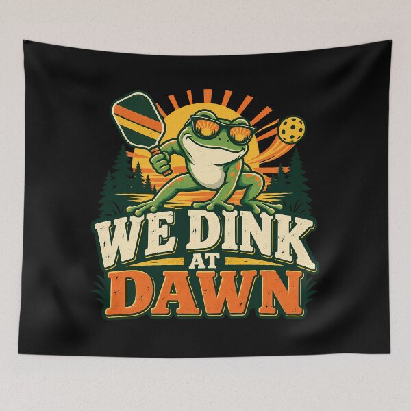 Item preview, We Dink At Dawn Funny Pickleball Frog Sports Humor Retro  designed and sold by Photo-Sphere101.