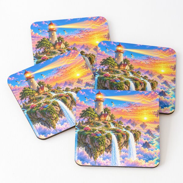 Item preview, Floating Island Lighthouse Fantasy Landscape designed and sold by New Wave Artworks & Odds &Ends.